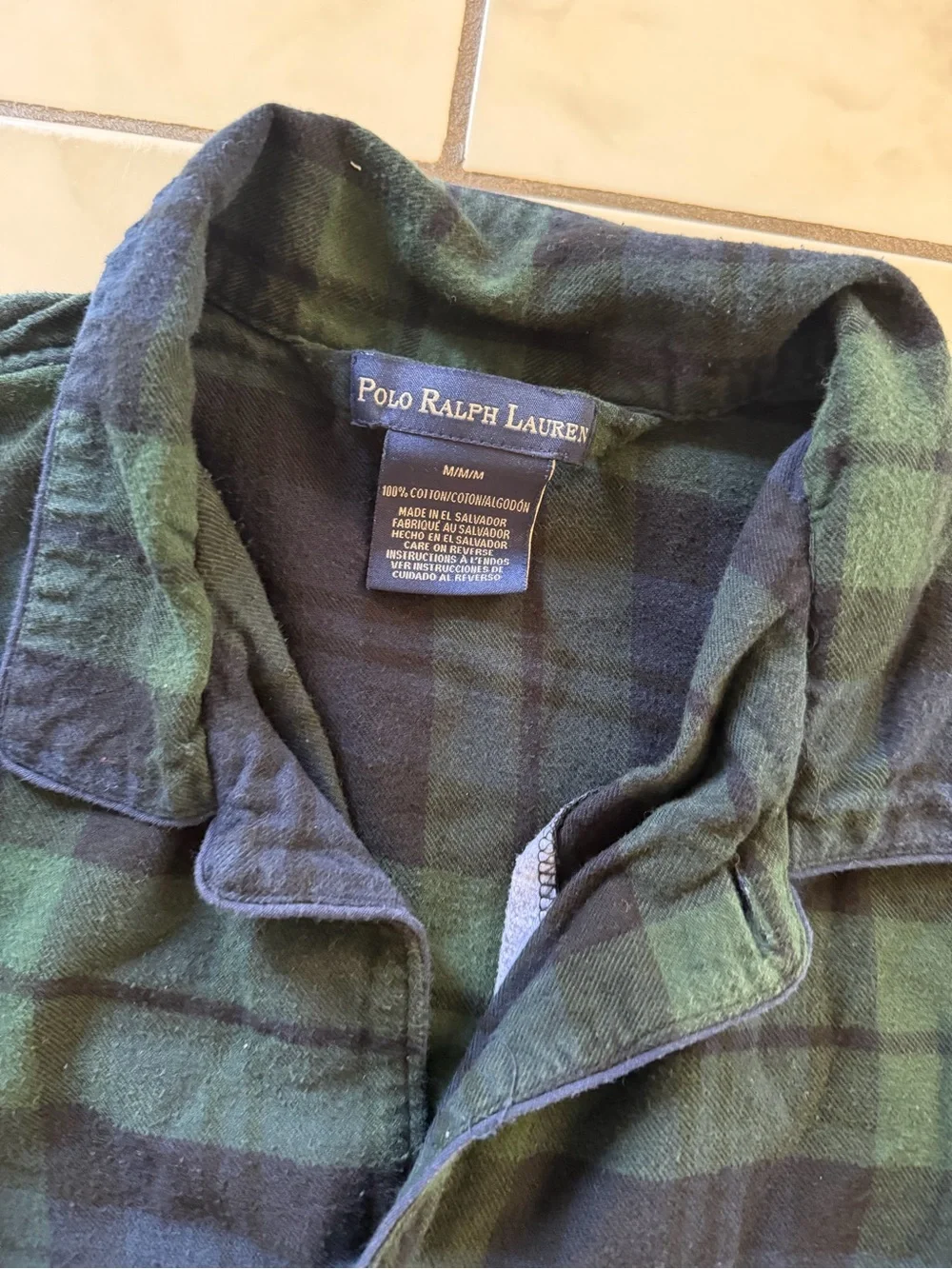 Polo by Ralph Lauren Two Pc Pajamas Green / Blue plaid size medium